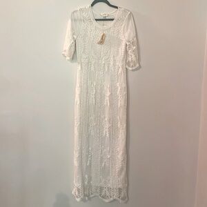 Orange creek short sleeve white lace dress
